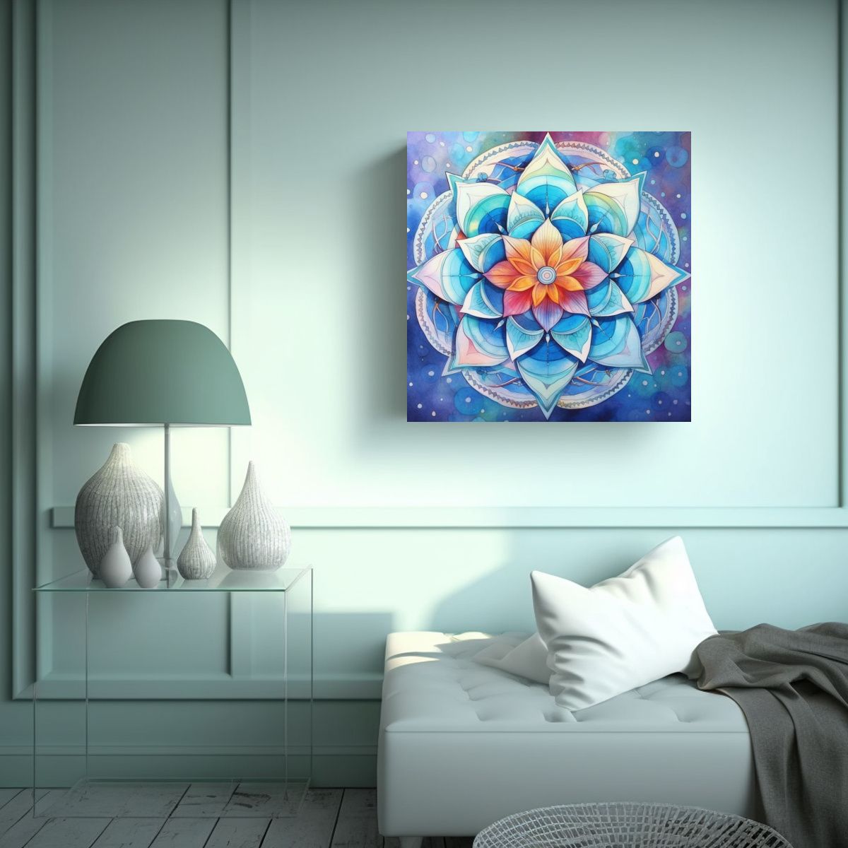 GENERICO - Mandala Y Loto Patrones Pared Arte Colores 60x60 Cm