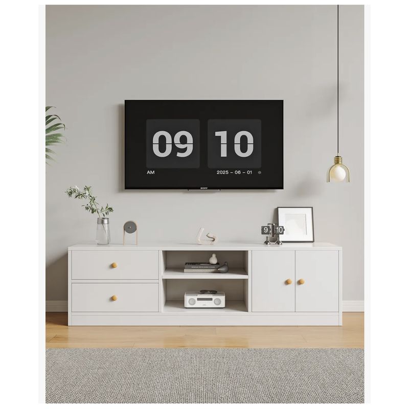 HOMER DESIGN - Rack Tv 120x34x40cm 2 Tiras 2 Puerta Melamina Moderna
