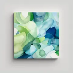 GENERICO - Lienzo Impreso Abstracto En Tonos Azules Y Verdes 60x60 Cm
