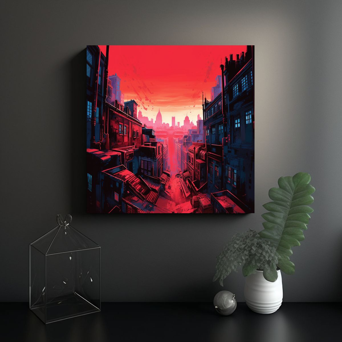 GENERICO - Pintura Decorativa Vista Urbana Cuadrada 60x60 Cm
