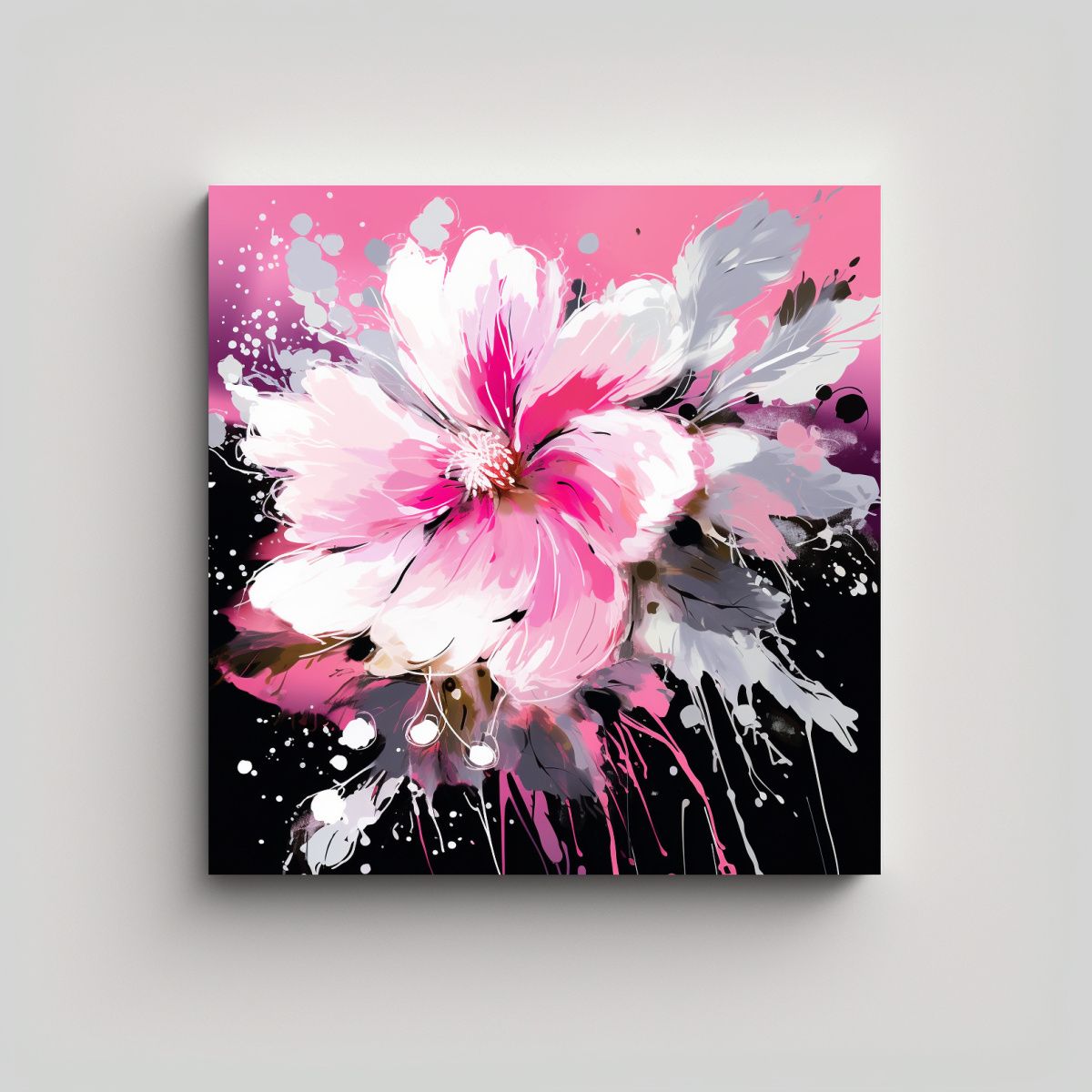 GENERICO - Cuadro Sublimado En Tela Colorido Blanco Y Rosa 60x60 Cm