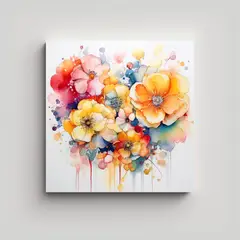 GENERICO - Cuadro Moderno De Florales Acuarela Eterea Al 60x60 Cm