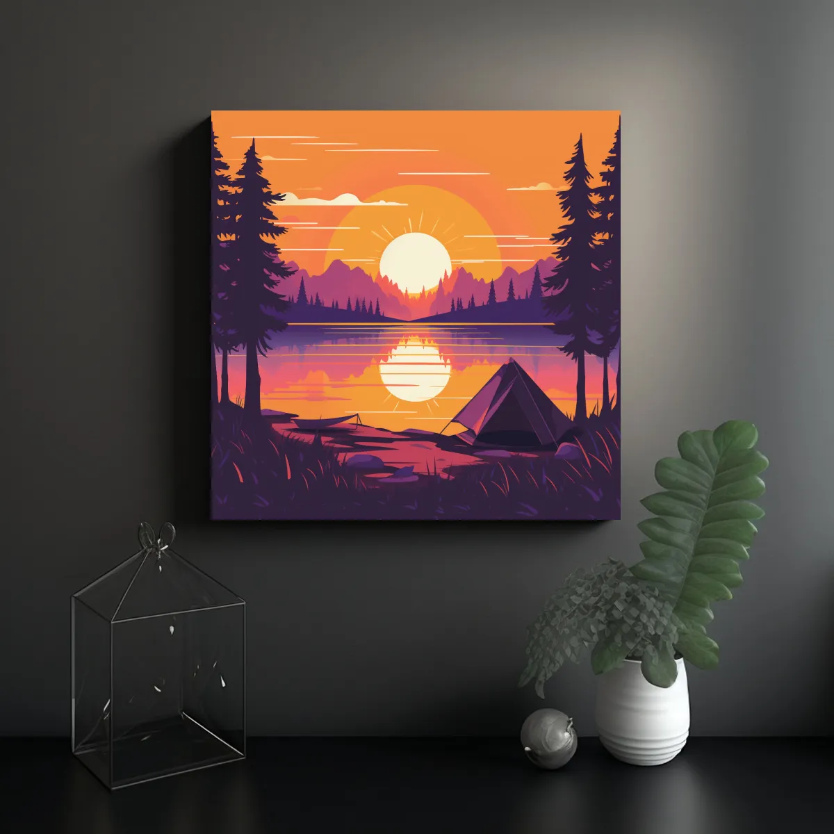 GENERICO - Cuadro Lienzo Tela Tema Naturaleza Escena Tienda 60x60 Cm