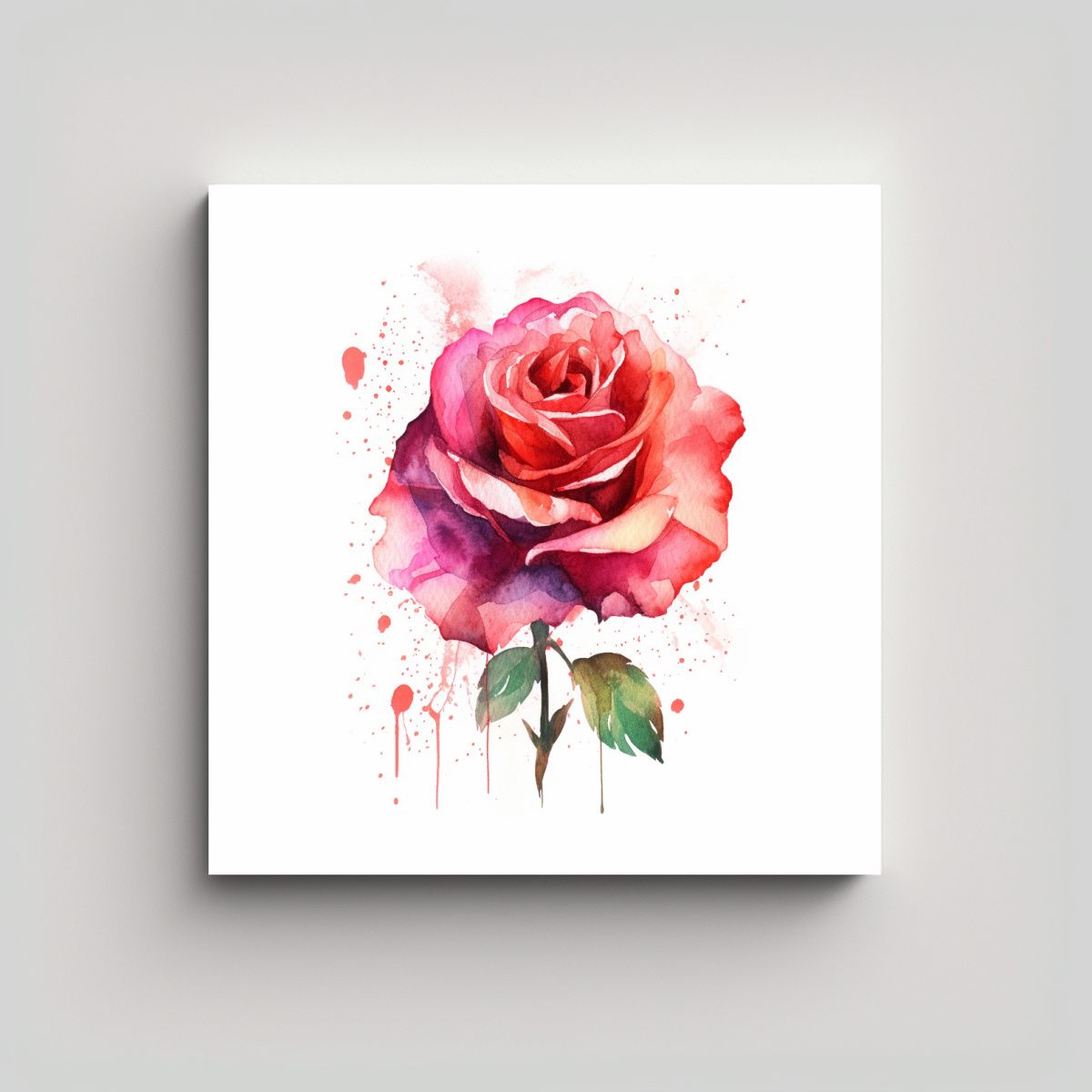 GENERICO - Cuadro De Oficina Con Rosa Blanca Acuarela Arte 60x60 Cm