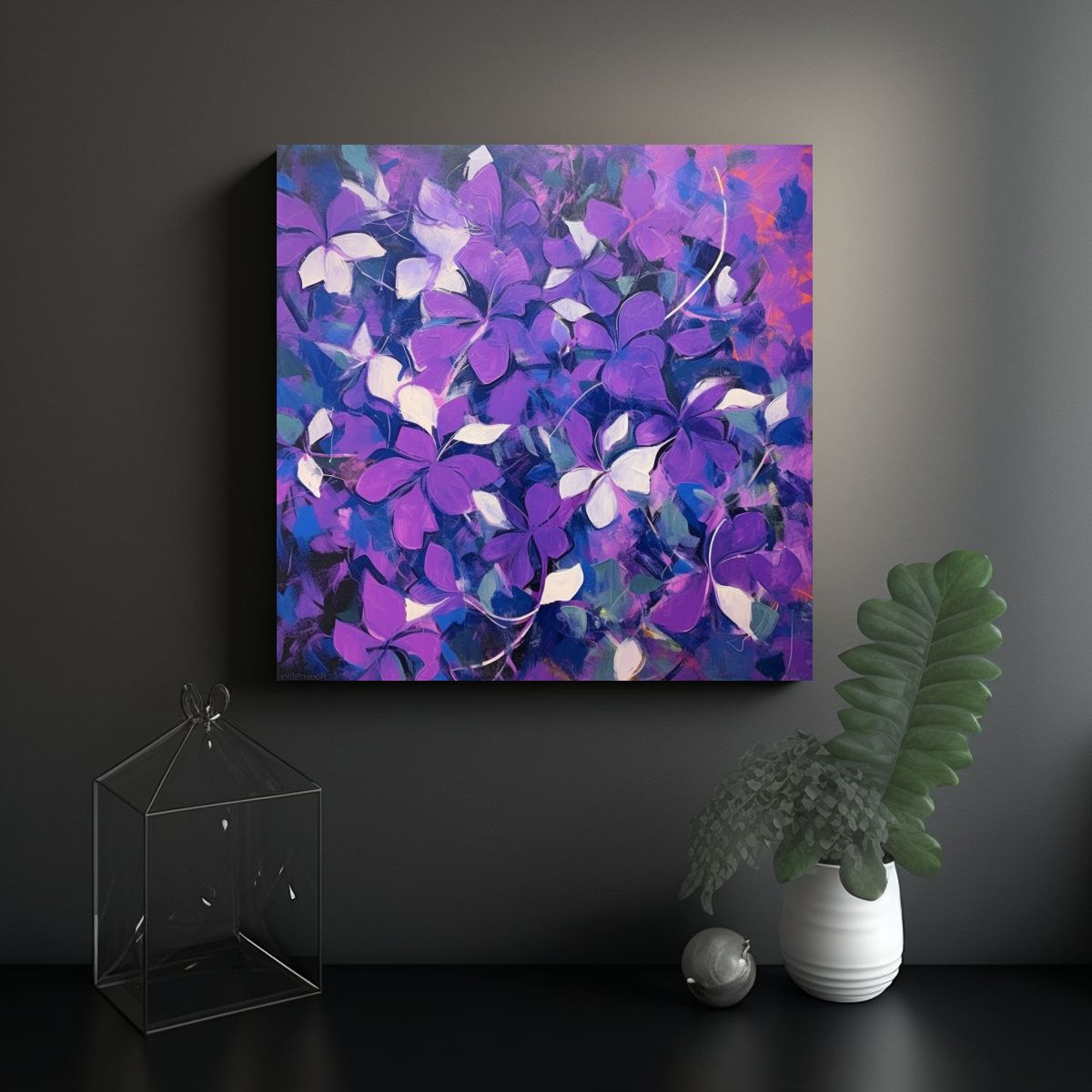 GENERICO - Pinturas Decorativas Florales Abstractas En Lila 60x60 Cm