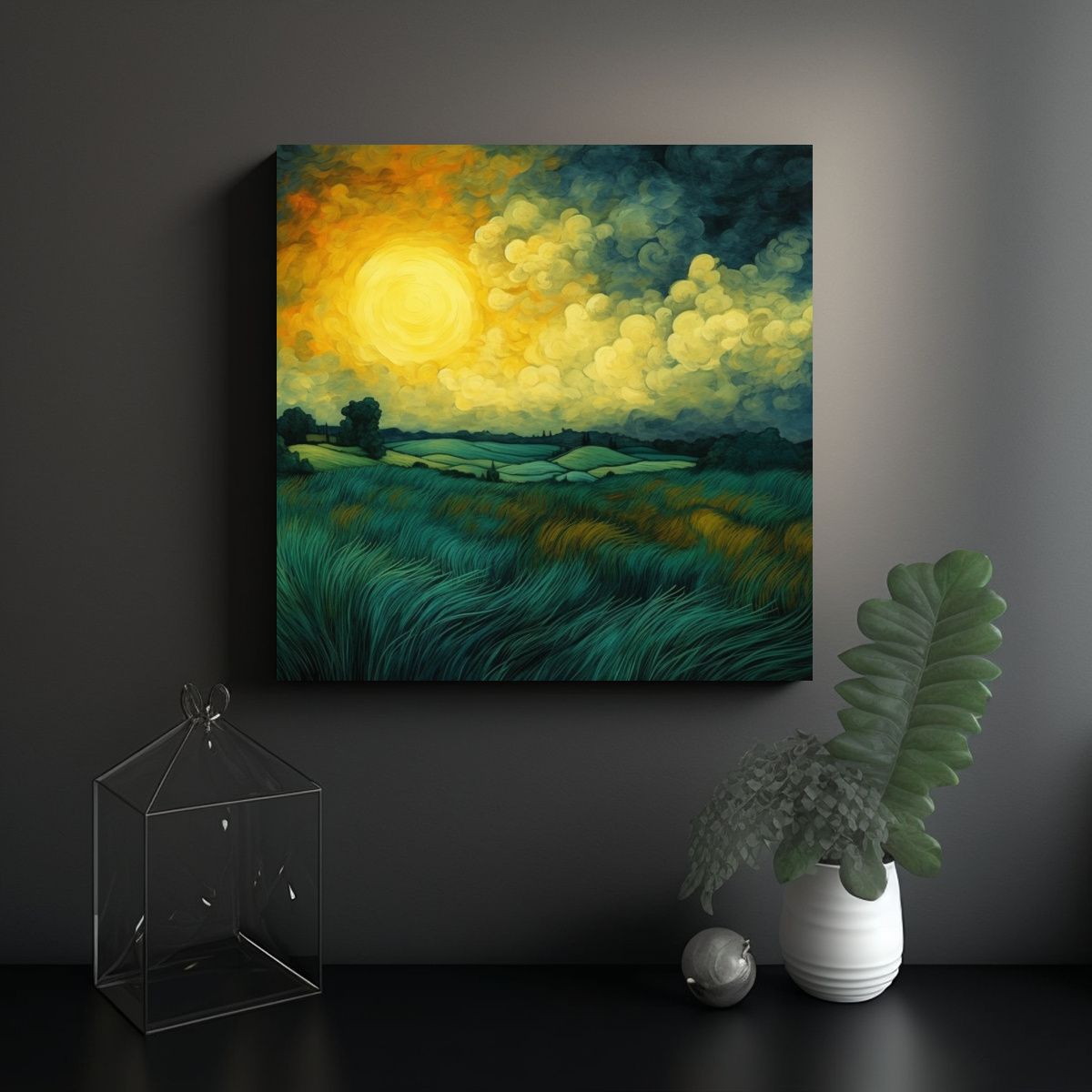 GENERICO - Paisaje Aburrido Al Estilo De Van Gogh 60x60 Cm