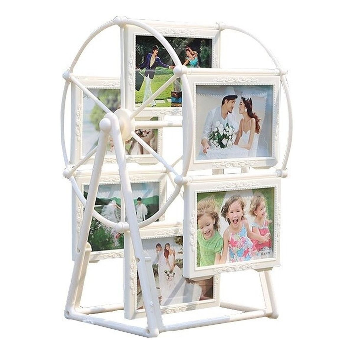 GENERICO - Rueda Porta Retrato Giratorio Blanco 12 Fotos Escritorio