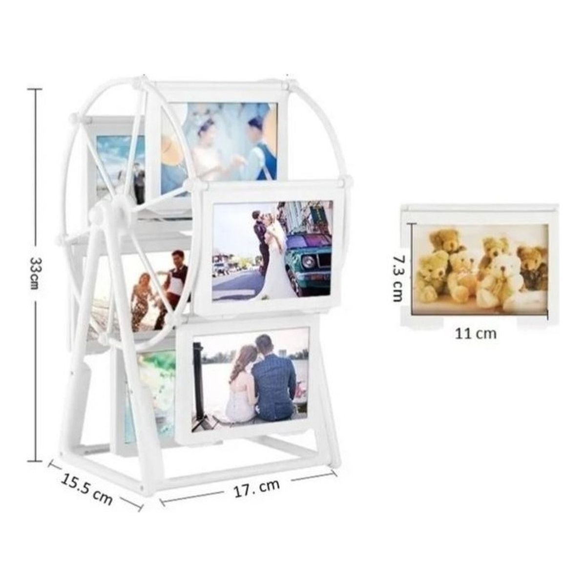 GENERICO - Rueda Porta Retrato Giratorio Blanco 12 Fotos Escritorio