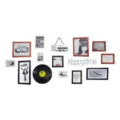 GENERICO - Set 12 Marcos Fotos Decorativos Pared Madera Vinilo