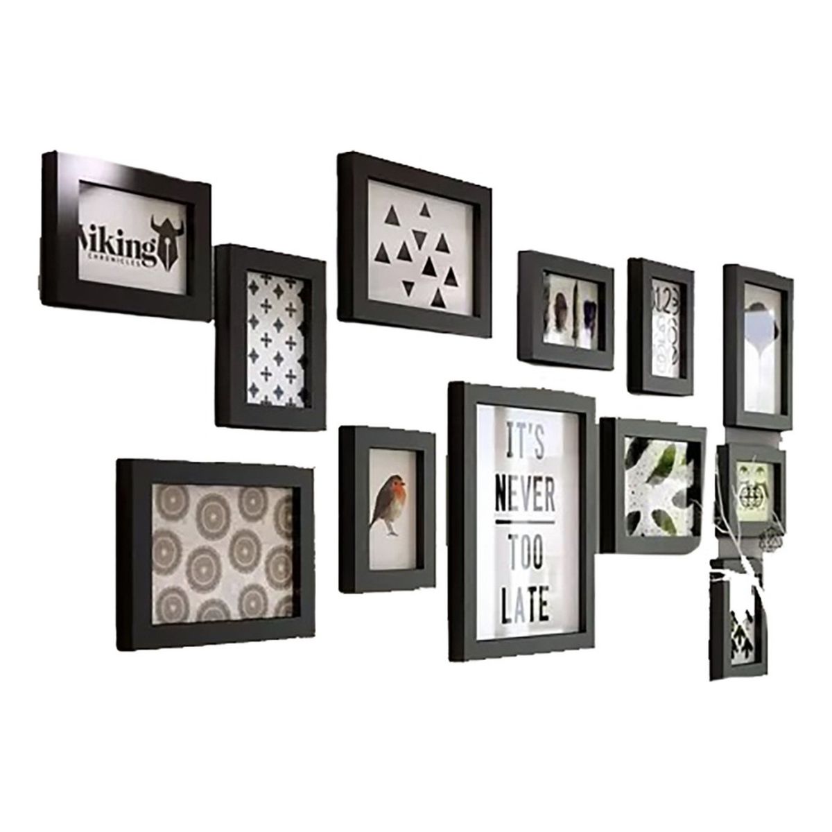 GENERICO - Marcos Foto Decorativos Pared 12 Piezas Estilo Moderno Negro