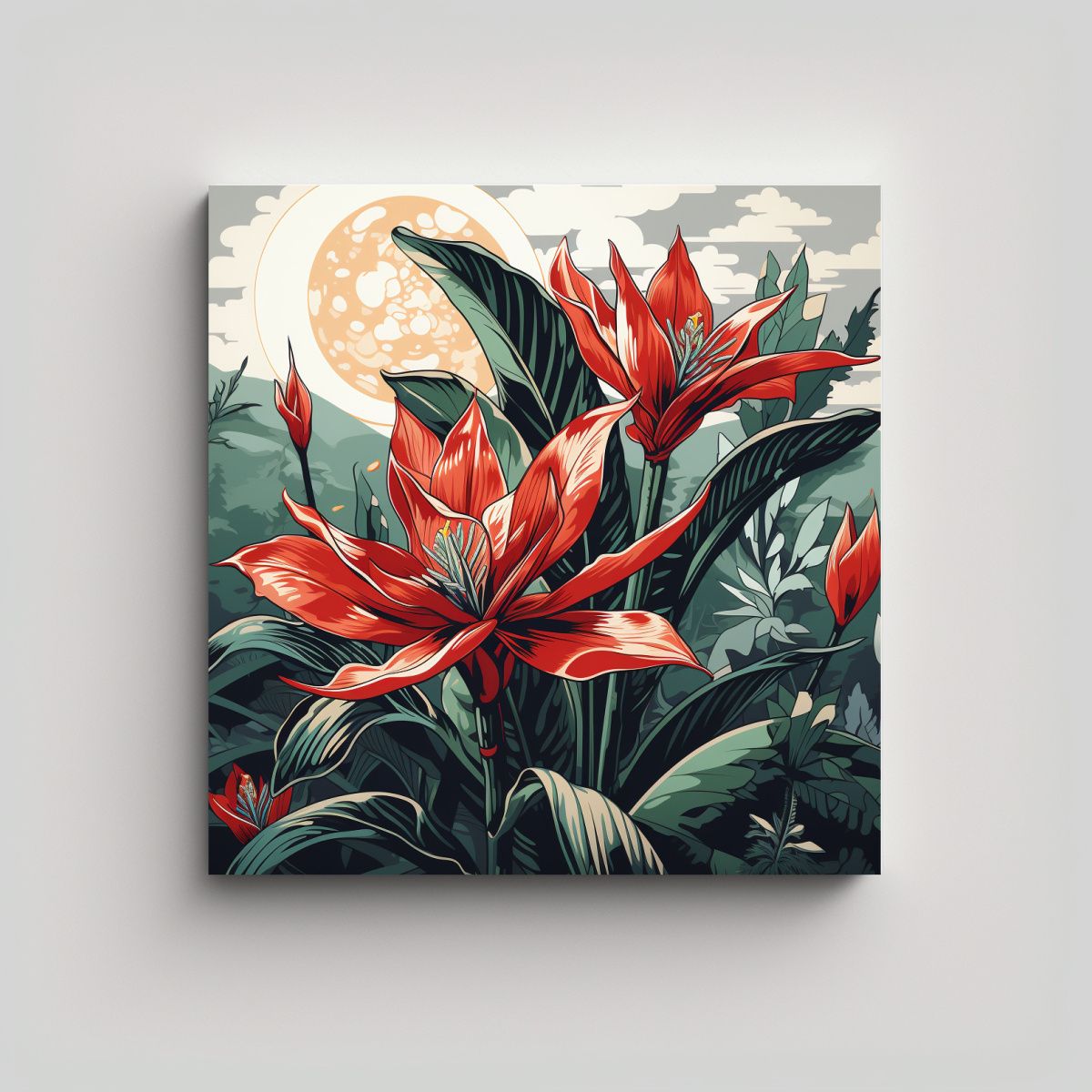 GENERICO - Cuadro Cuadro Estético Con Hojas De Heliconia En 60x60 Cm