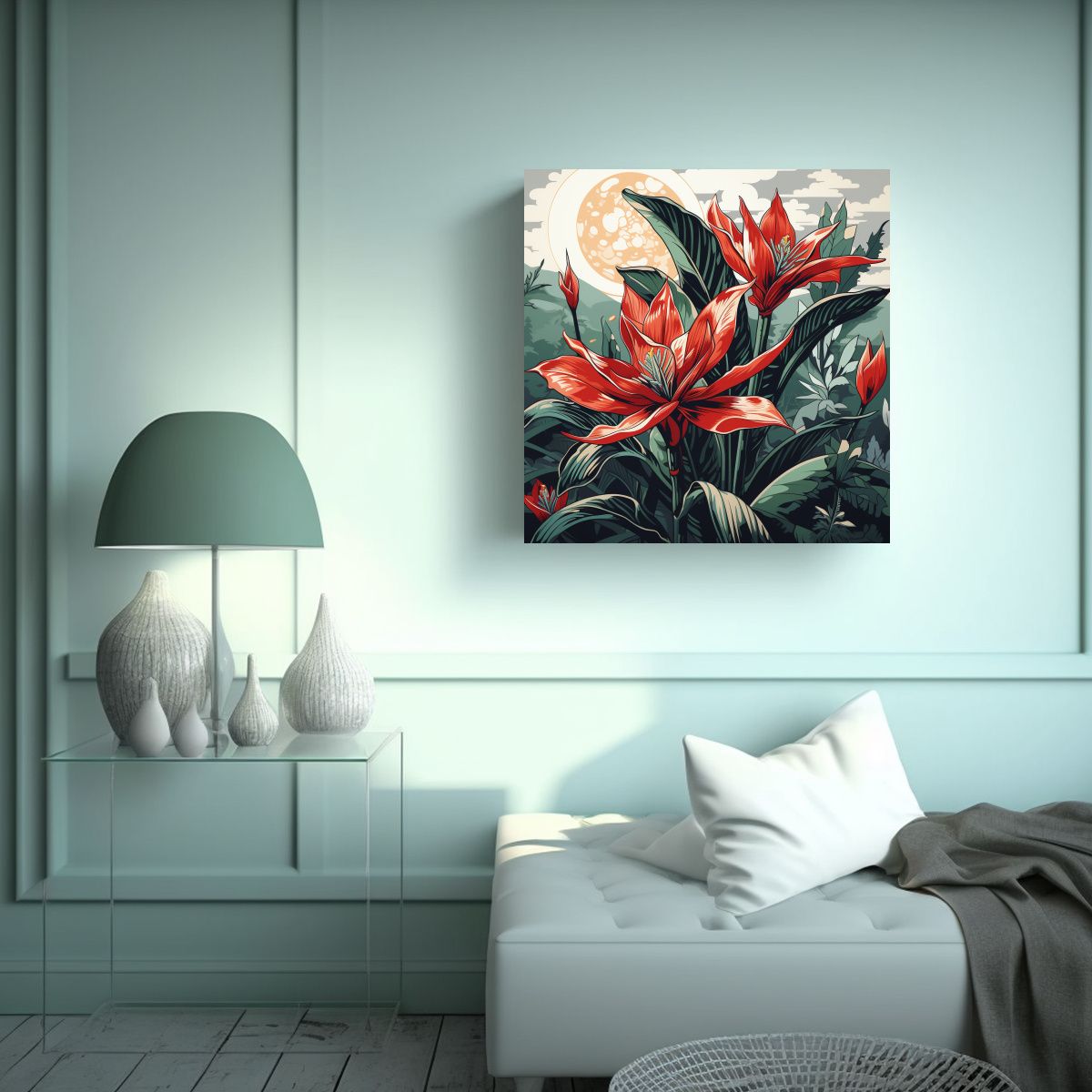 GENERICO - Cuadro Cuadro Estético Con Hojas De Heliconia En 60x60 Cm