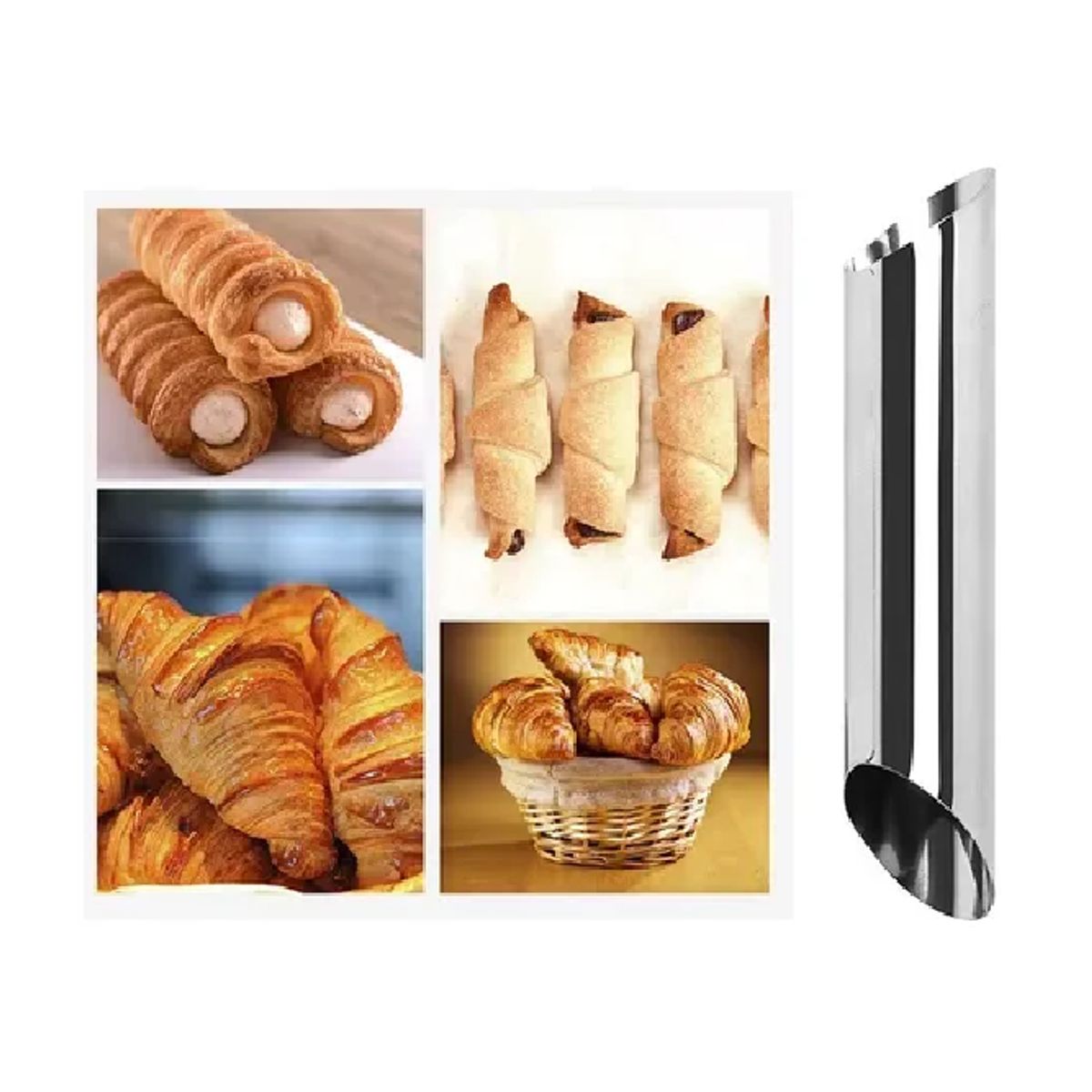 CARIBEE - 3 Moldes Metalicos Para Cannoli Barquillos Reposteria Color Acero