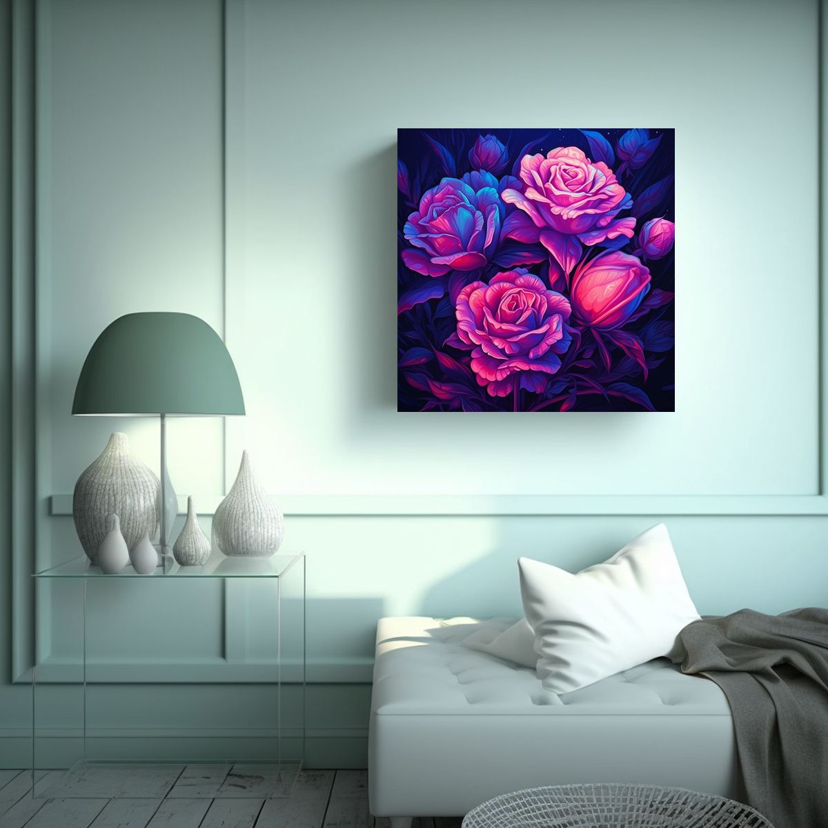 GENERICO - Diseño De Figuras Y Flores En 3D Detallada 60x60 Cm