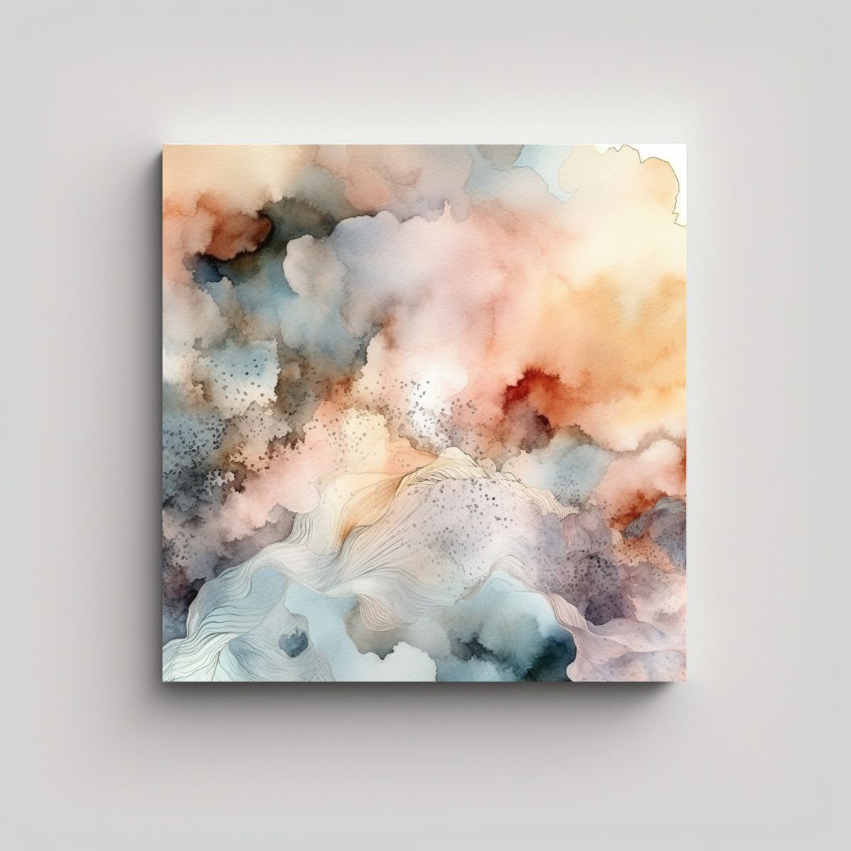 GENERICO - Cuadros Abstractos Acuarela Neutra Nube Vibrante 60x60 Cm
