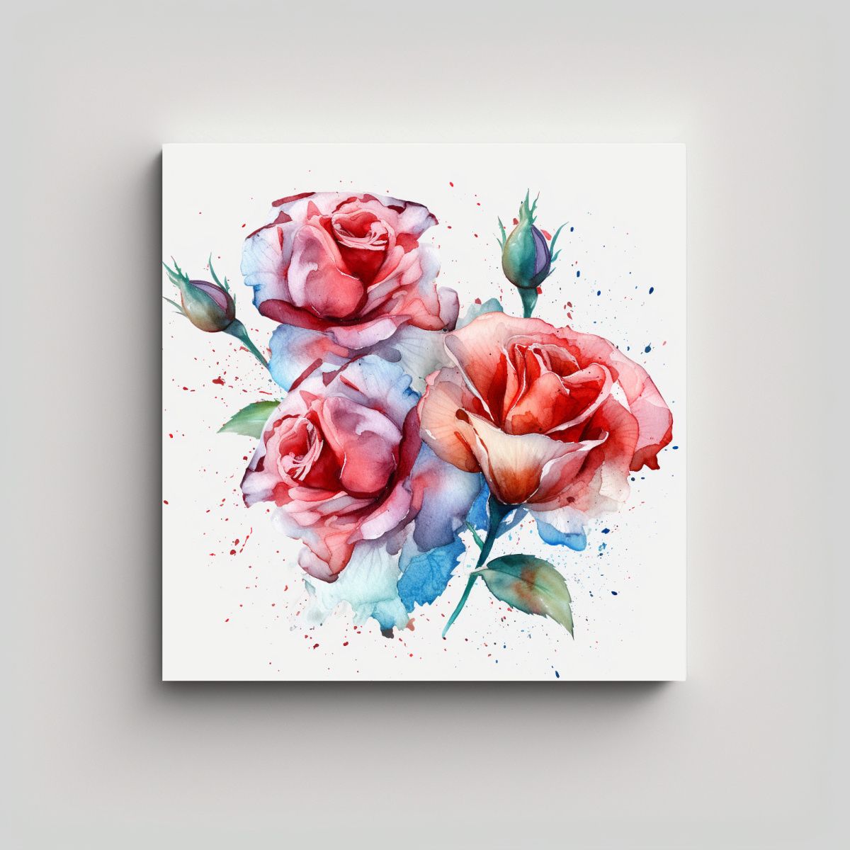 GENERICO - Roses Vanguardistas En Acuarela Exuberante - 60x60 Cm