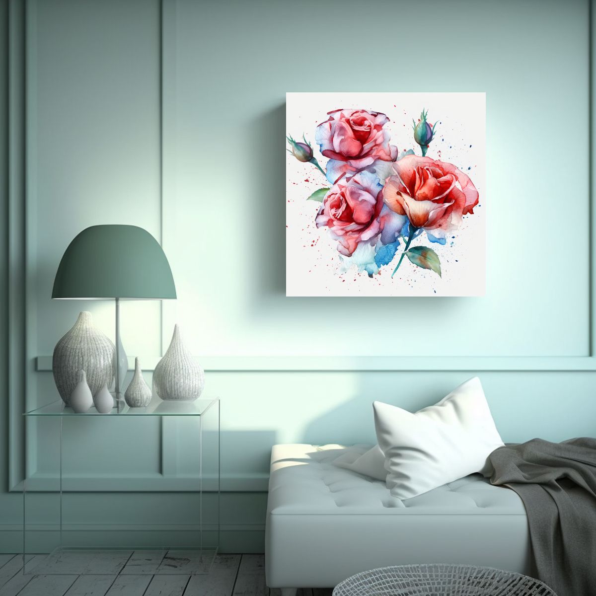 GENERICO - Roses Vanguardistas En Acuarela Exuberante - 60x60 Cm