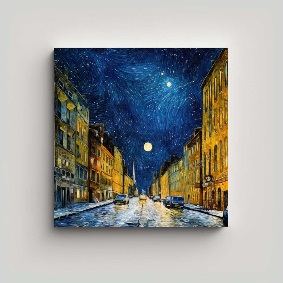 GENERICO - Cuadro Tela Movimiento Nocturno Estilo Van Gogh 60x60 Cm