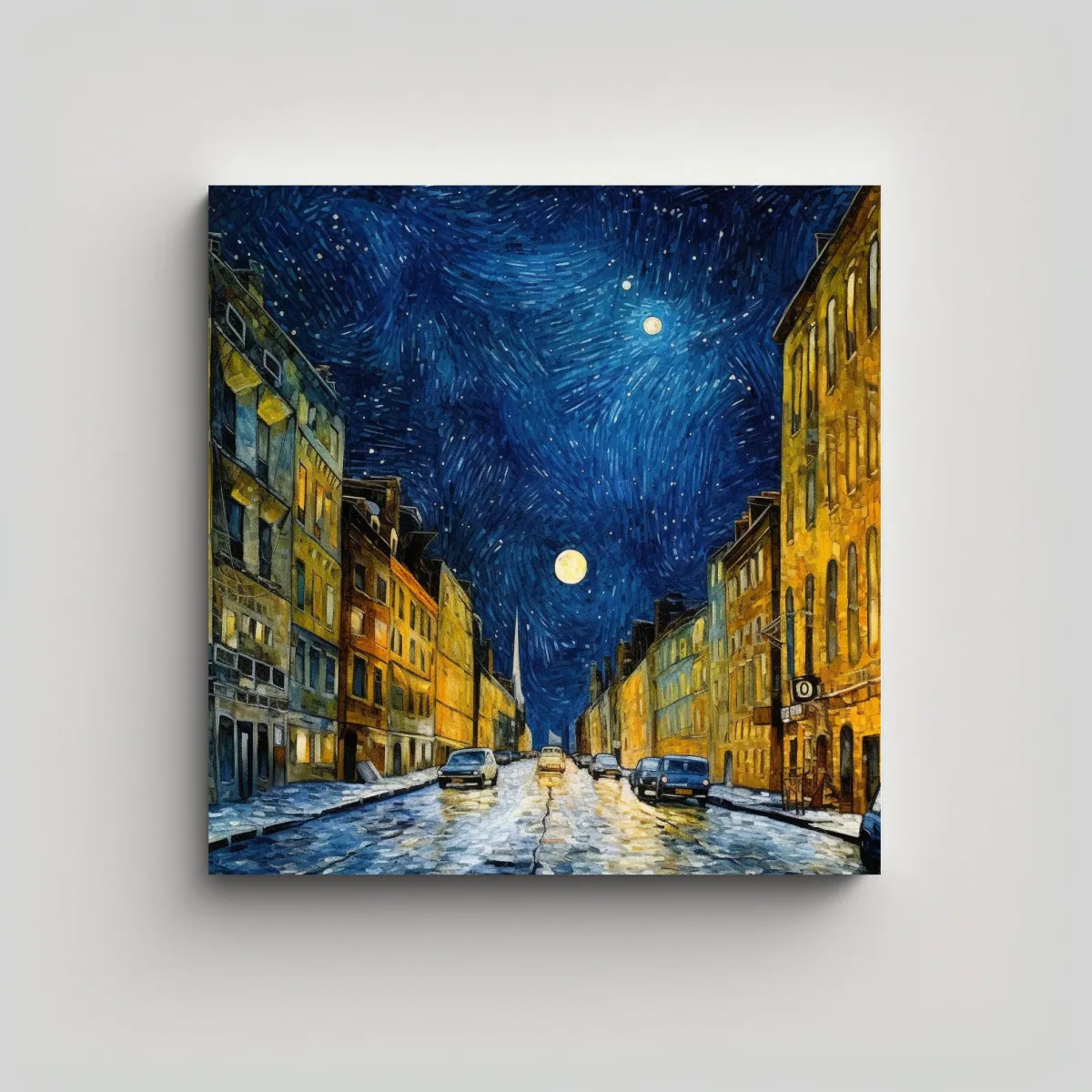 GENERICO - Cuadro Tela Movimiento Nocturno Estilo Van Gogh 60x60 Cm