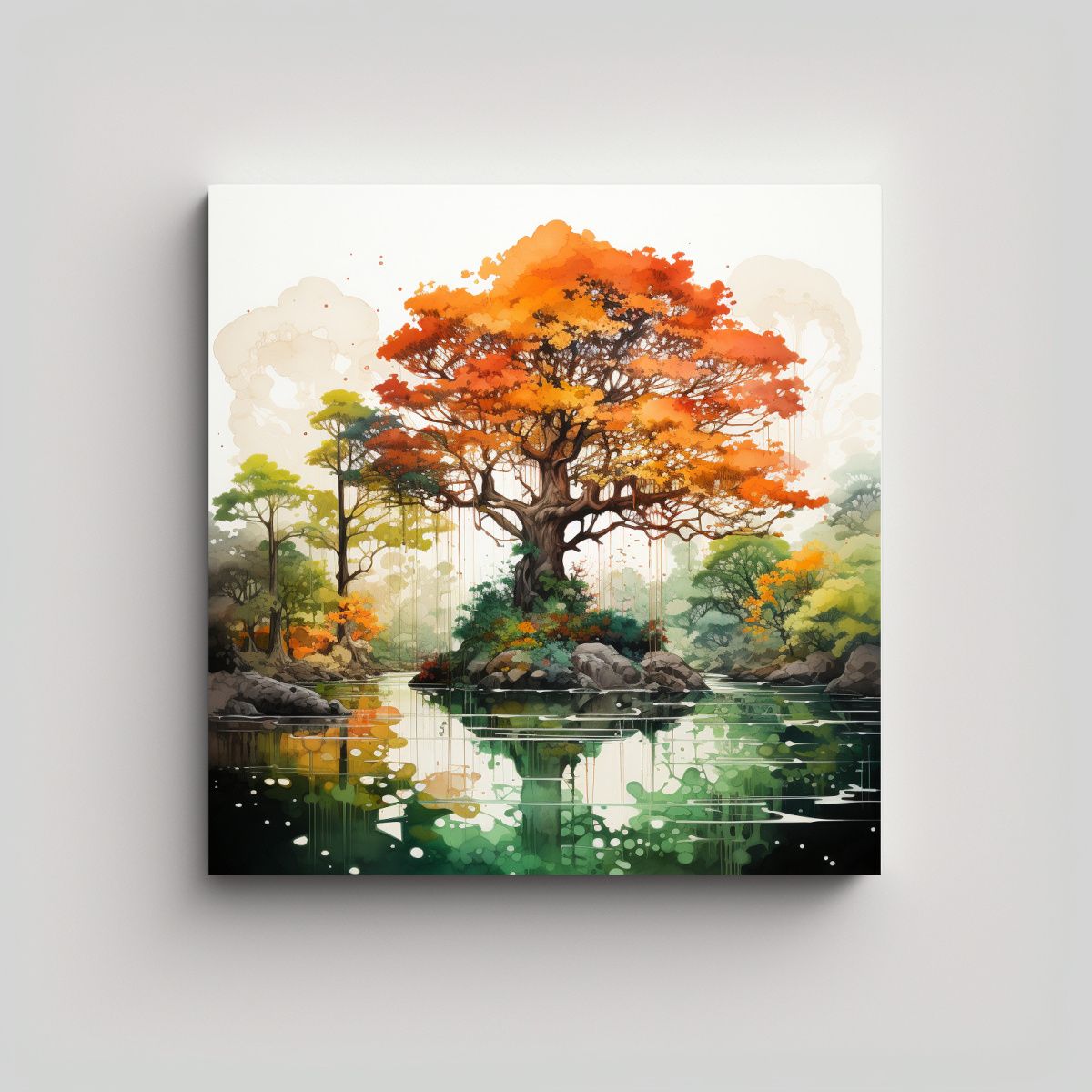 GENERICO - Cuadro Abstracto Tema Perspectiva Árbol Banyan 60x60 Cm