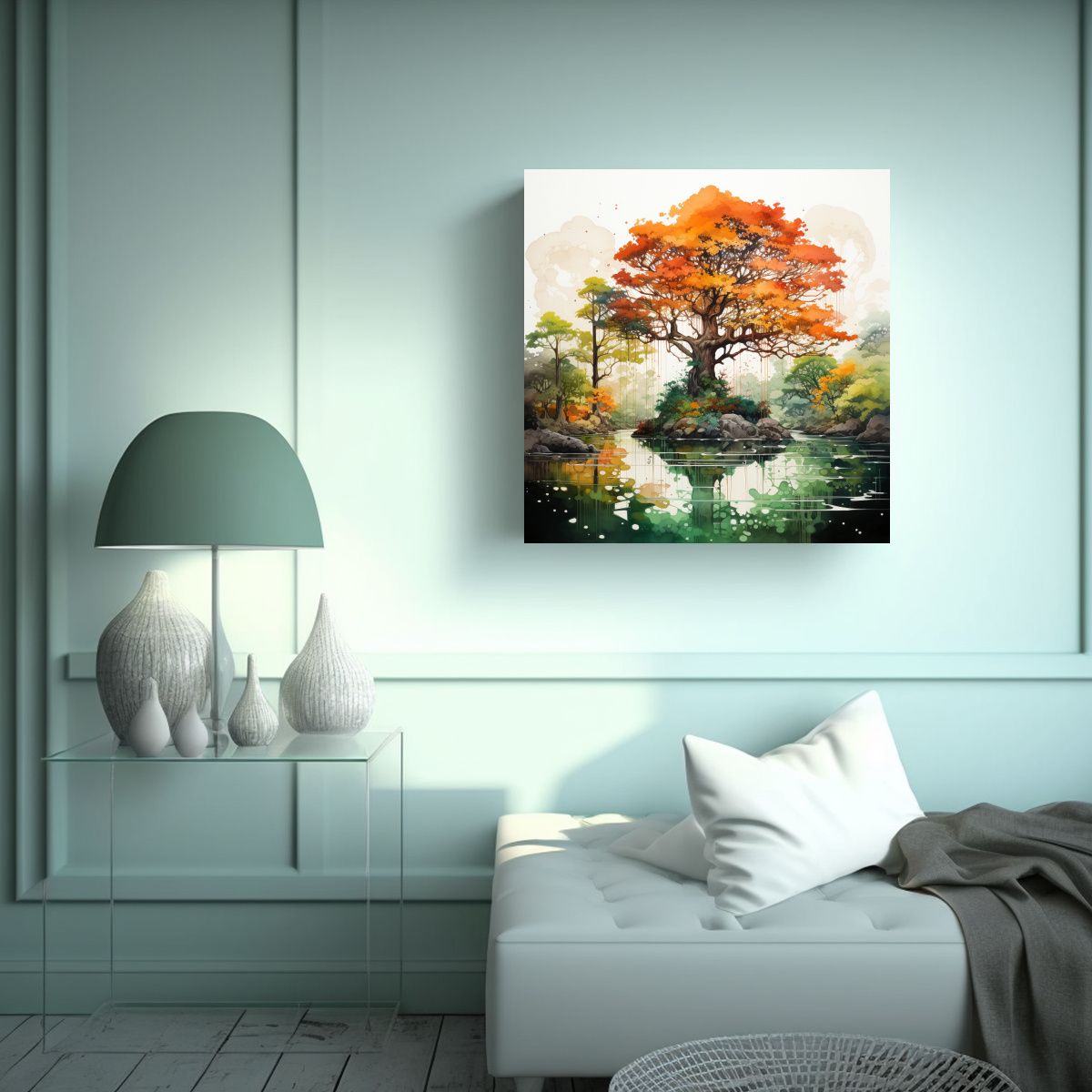 GENERICO - Cuadro Abstracto Tema Perspectiva Árbol Banyan 60x60 Cm
