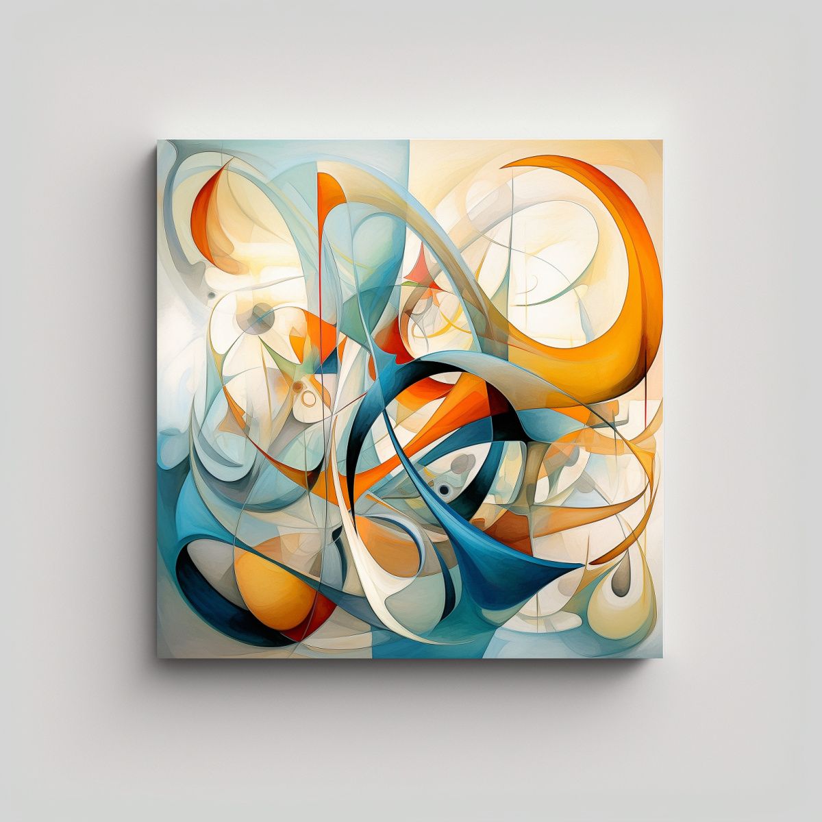 GENERICO - Pintura Abstracta Con Líneas Suaves Y Formas 60x60 Cm.