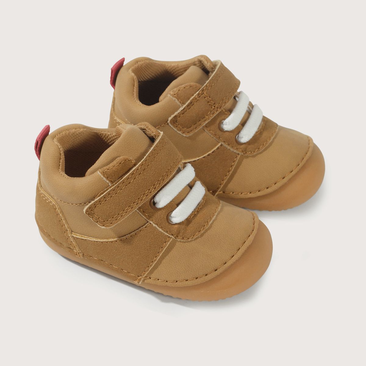 OPALINE - Zapatilla bebé gateador con velcro color café