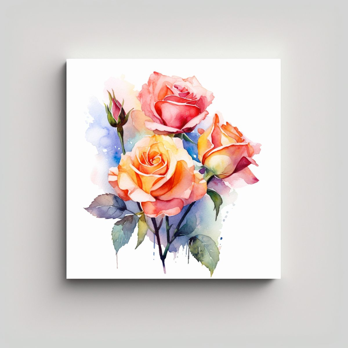 GENERICO - Cuadro De Oficina Con Rosas Multicolor En 60x60 Cm
