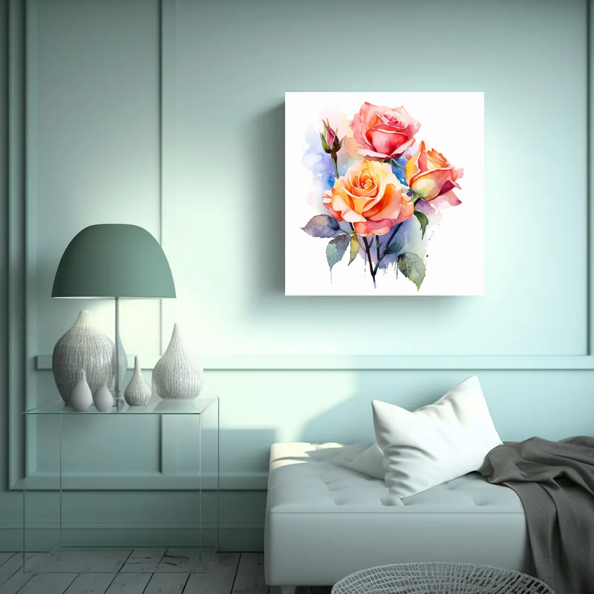 GENERICO - Cuadro De Oficina Con Rosas Multicolor En 60x60 Cm