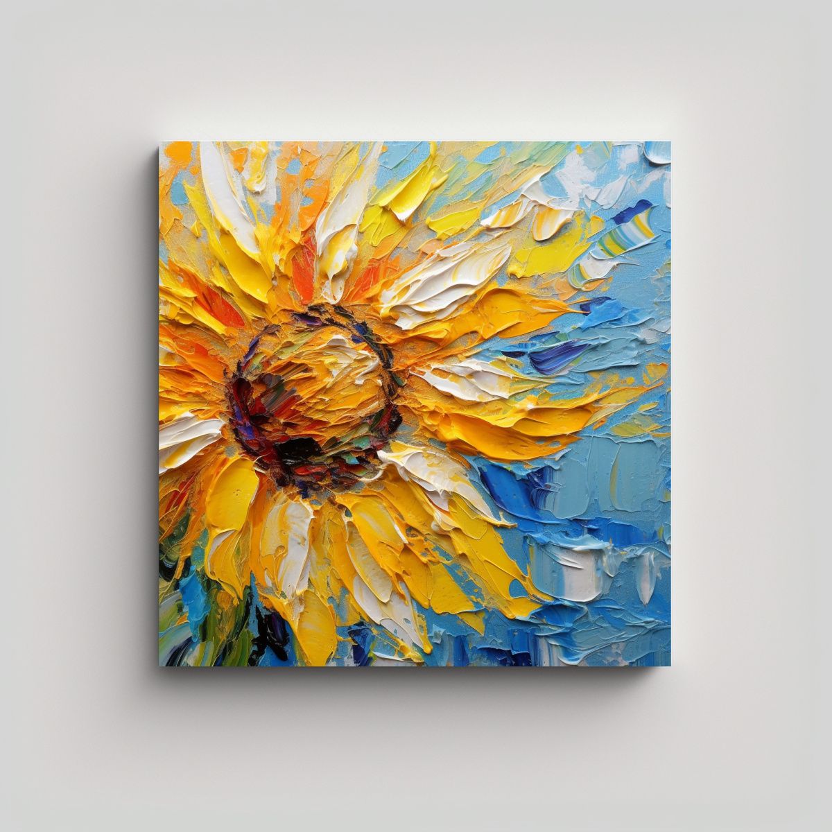 GENERICO - Pintura Abstracta Textura Gruesa Girasol 60x60 Cm