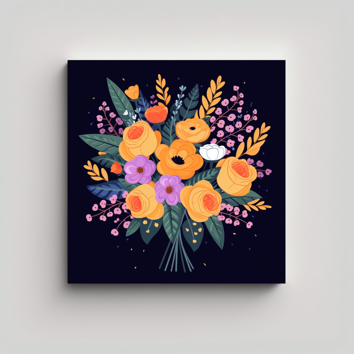 GENERICO - Lienzo Decorativo Floral Espectacular Patrón De 60x60 Cm