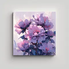 GENERICO - Cuadro Flores Moradas Y Magenta En Lienzo Para 60x60 Cm