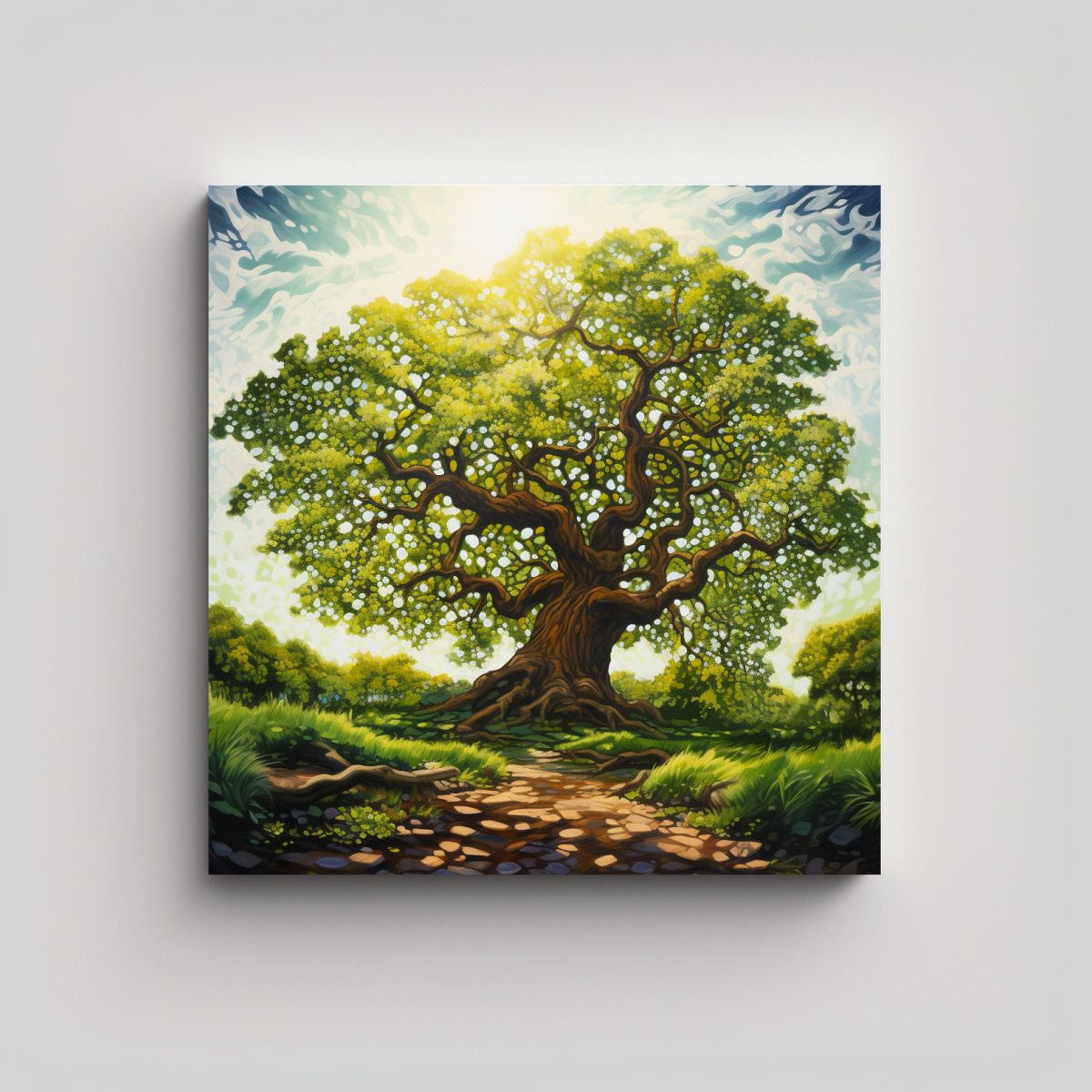 GENERICO - Cuadro Abstracto De Roble Belleza Natural En 60x60 Cm