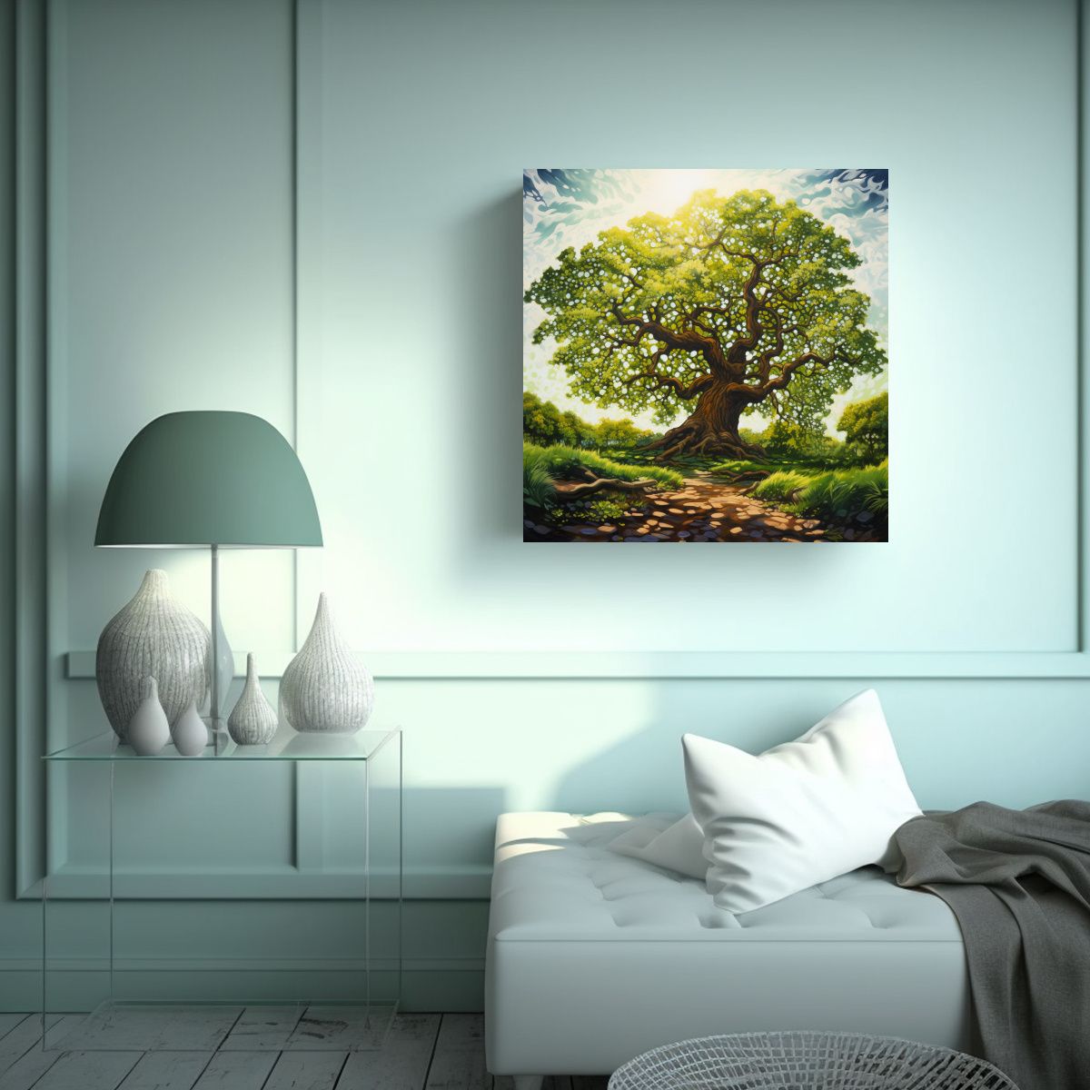 GENERICO - Cuadro Abstracto De Roble Belleza Natural En 60x60 Cm