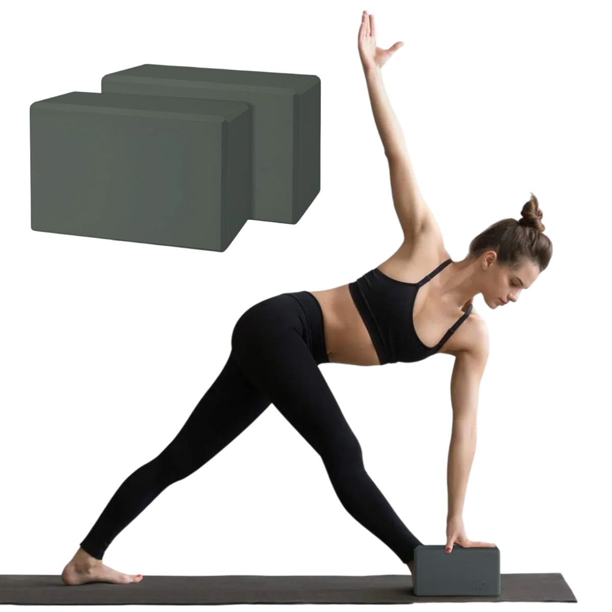 GENERICO - Ladrillo Yoga Bloque de Yoga fitness pilates 2 und, Gris Osc