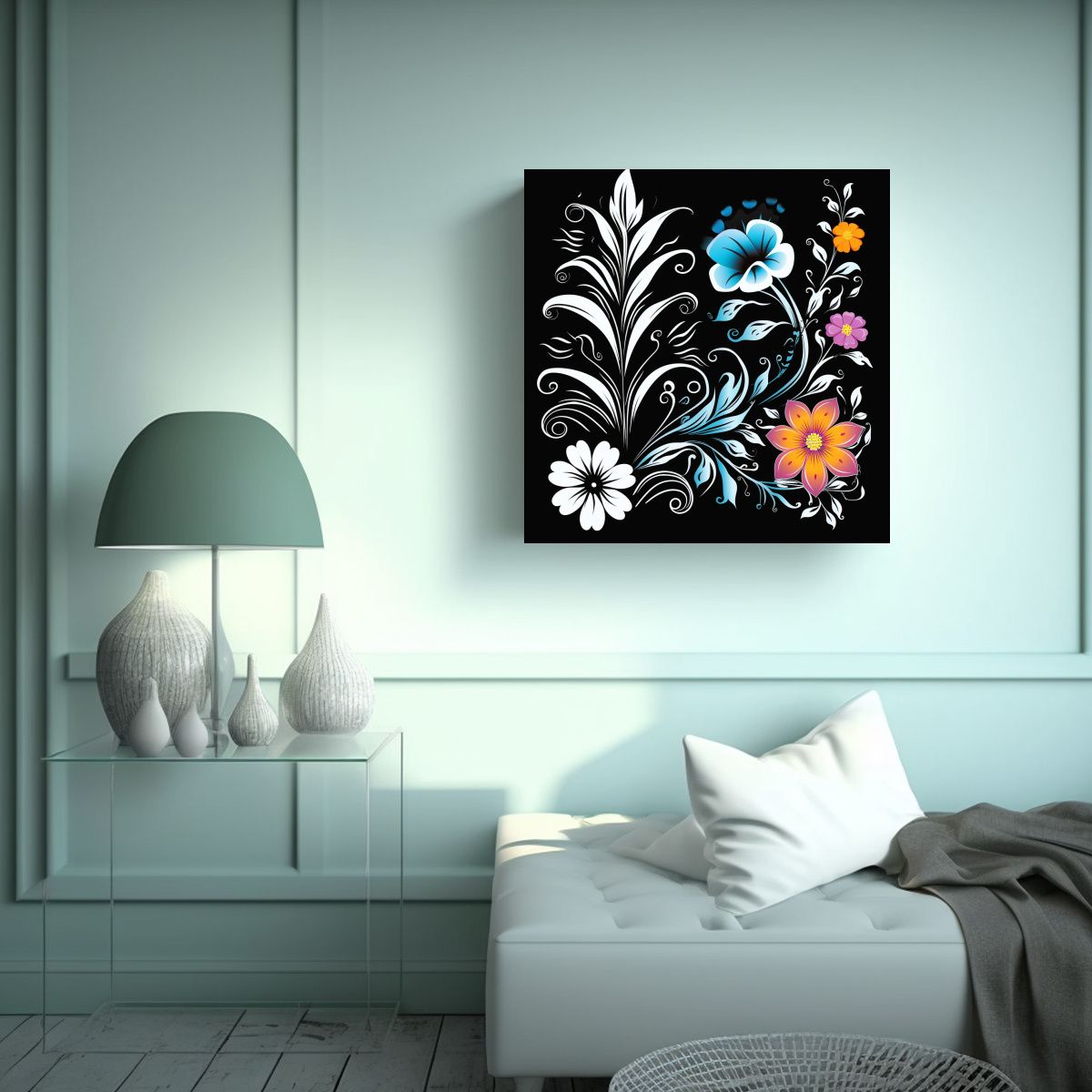 GENERICO - Impresionante Lienzo Arte Floral Vectorial 60x60 Cm