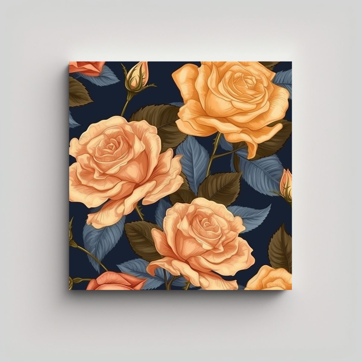 GENERICO - Patrón Floral Elegante Rosa Lienzo Arte 60x60 Cm