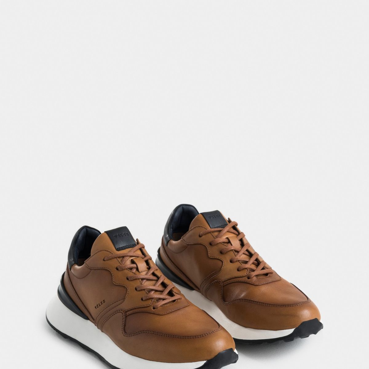 VELEZ - Vélez Zapatilla Tenis Cooper 3 Cuero  Hombre Spoiler Brandy