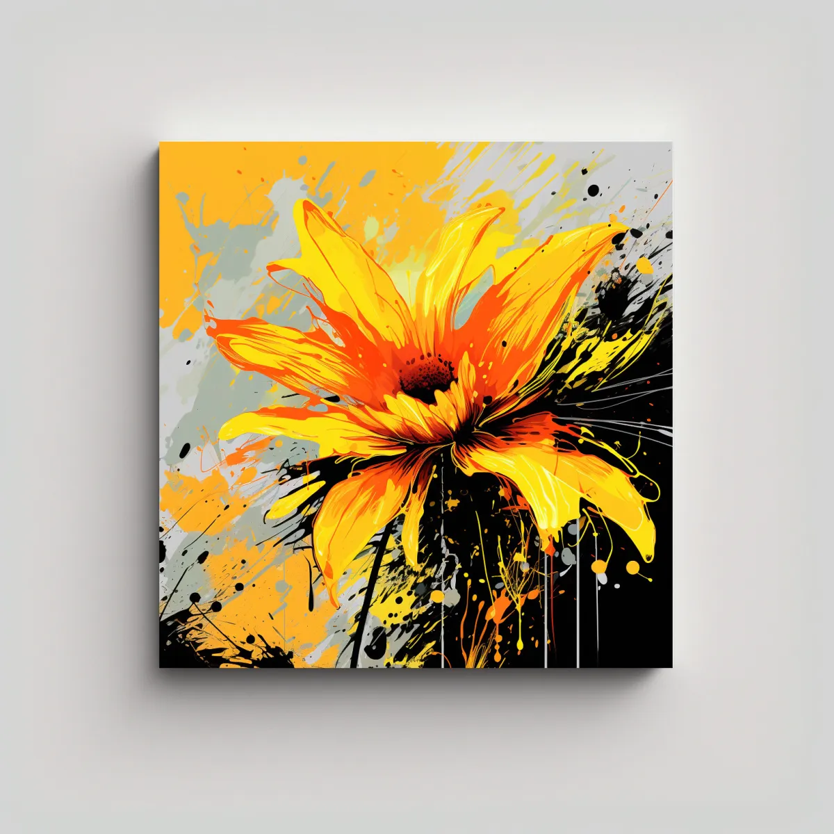GENERICO - Cuadro Dibujo Salón Amarillo Y Naranja Ambiente 60x60 Cm