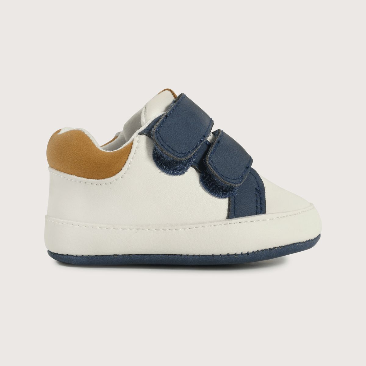 OPALINE - Zapatilla blanca para niño con velcros y abrigadas