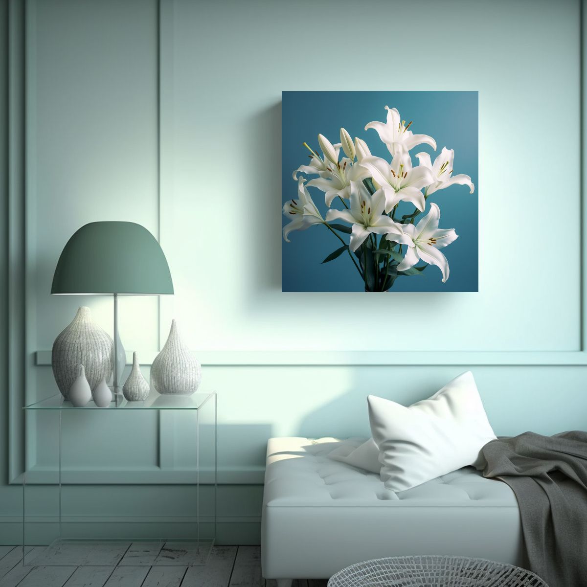 GENERICO - Arte De Pared Bouquet De Lirios Blancos Con 60x60 Cm