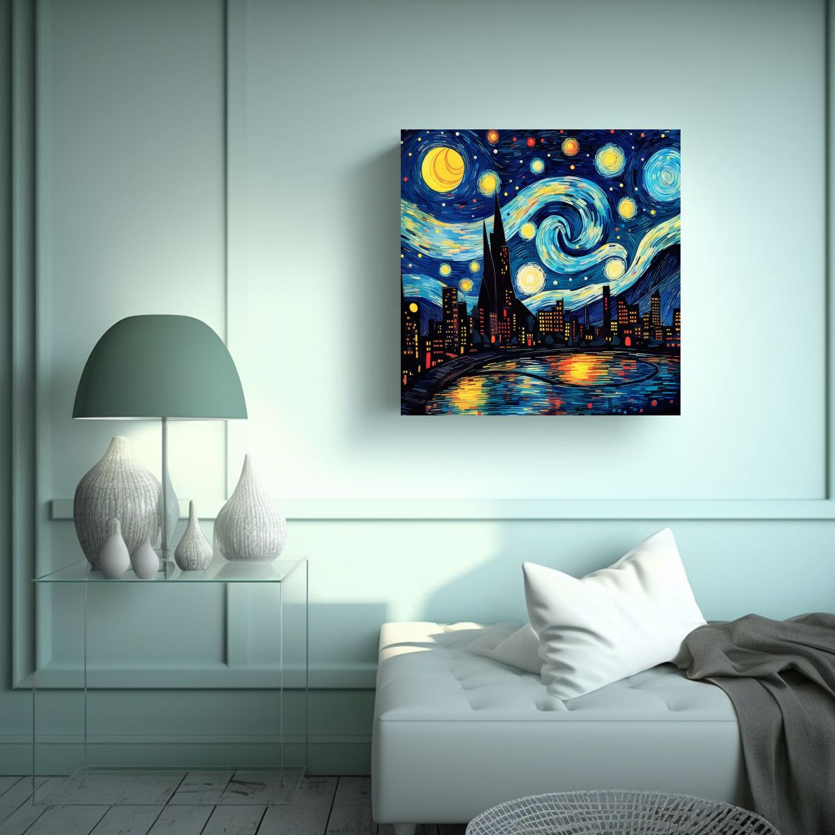 GENERICO - Cuadro Armonía Lins Estilo Pop Art Noche 60x60 Cm
