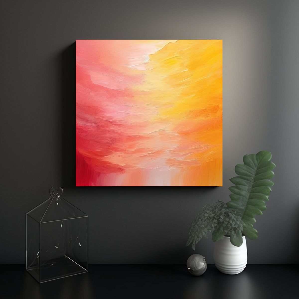 GENERICO - Pintura Al óleo Simétrica En Lienzo Con Diseño 60x60 Cm