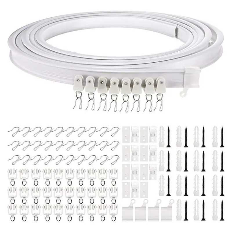 GENERICO - Riel Cortina Techo 1x5M 30 Poleas 15 Soportes Montaje