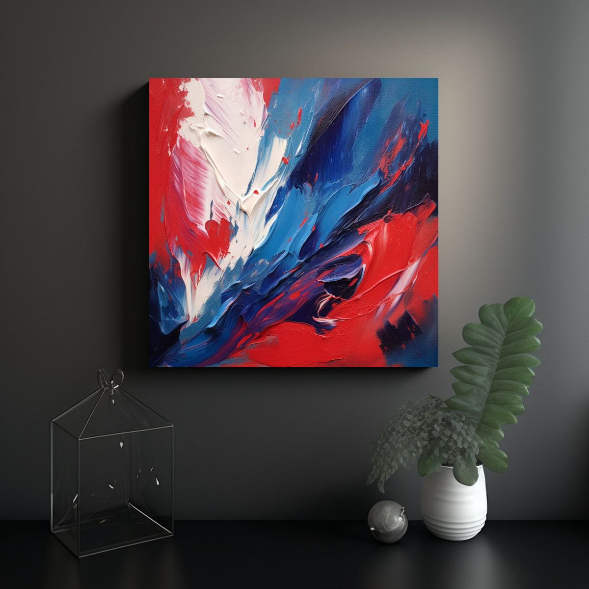 GENERICO - Pinturas Decorativas Abstractas En Lienzo Azul Y 60x60 Cm