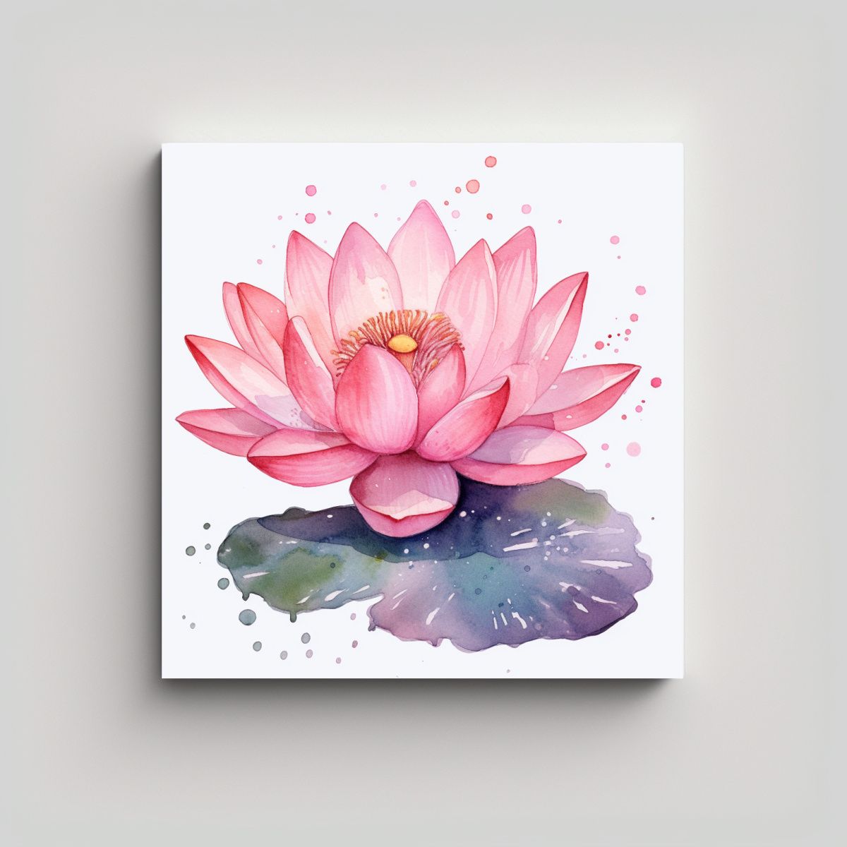 GENERICO - Cuadro Decorativo De Loto Rosa Acuarela En Tela 60x60 Cm