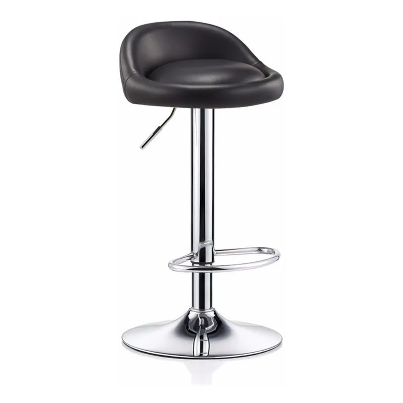 GENERICO - Silla Bar Taburete Altura Regulable Ecocuero Negro Cromado
