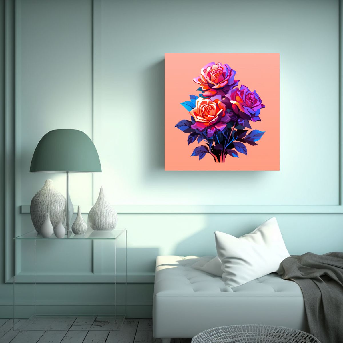 GENERICO - Diseño Surrealista En Lienzo Con Silueta De 60x60 Cm