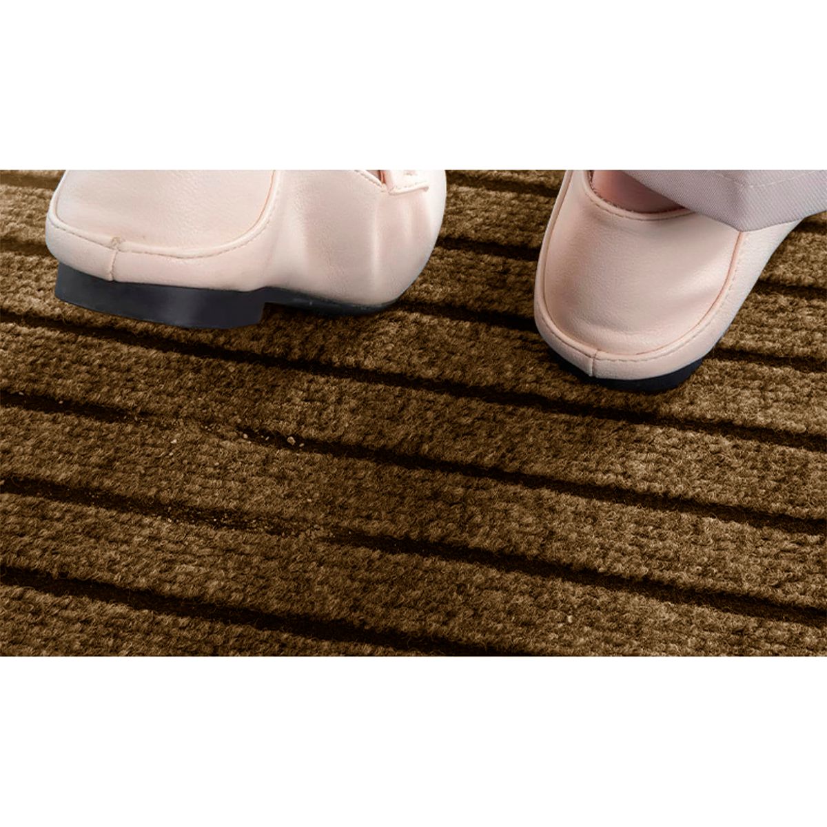 GENERICO - Limpia pies 80x100 cm PVC + Rubber líneas café Casa VIVA