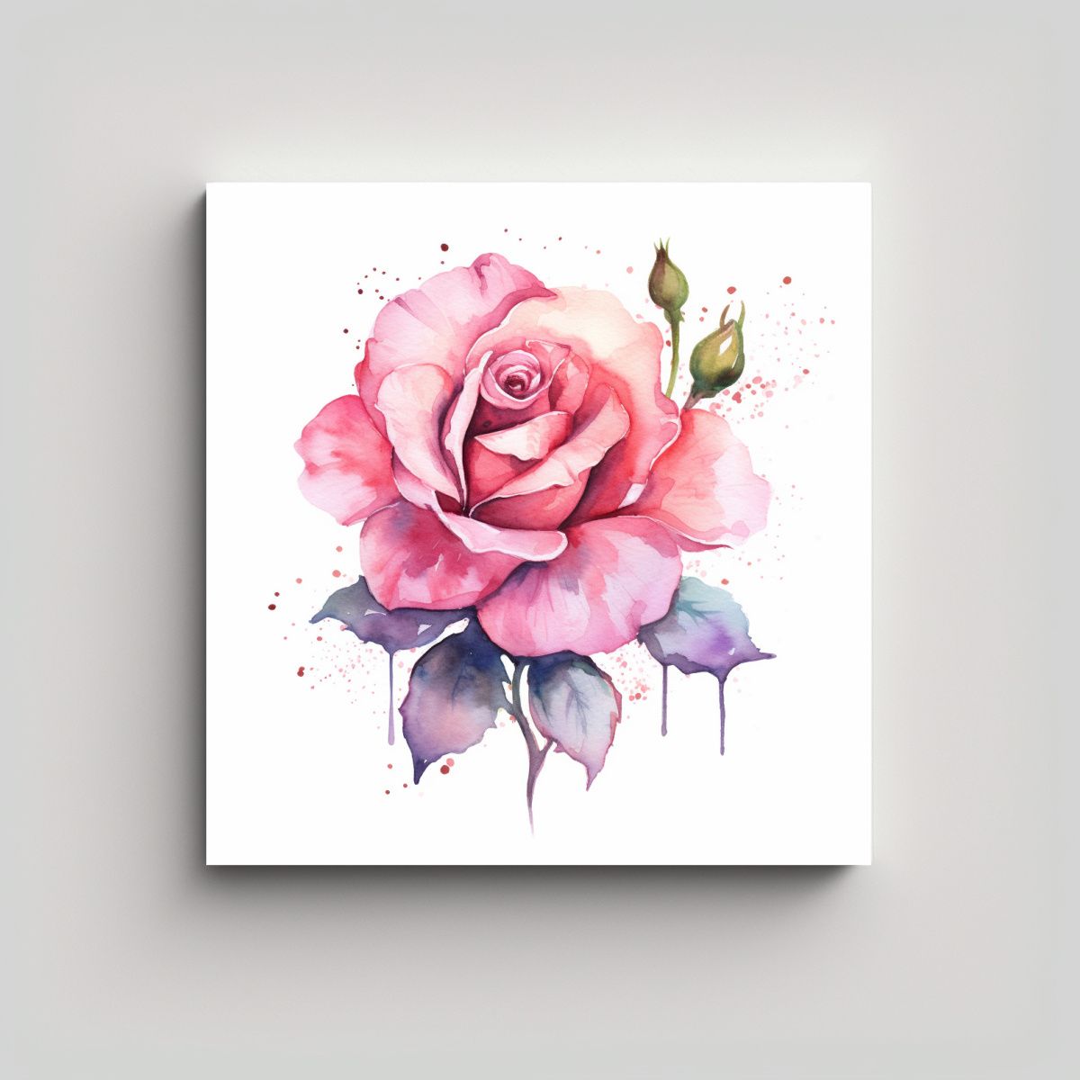 GENERICO - Cuadro De Baño - Estilo Acuarela Rosa 0569 Arte 60x60 Cm.